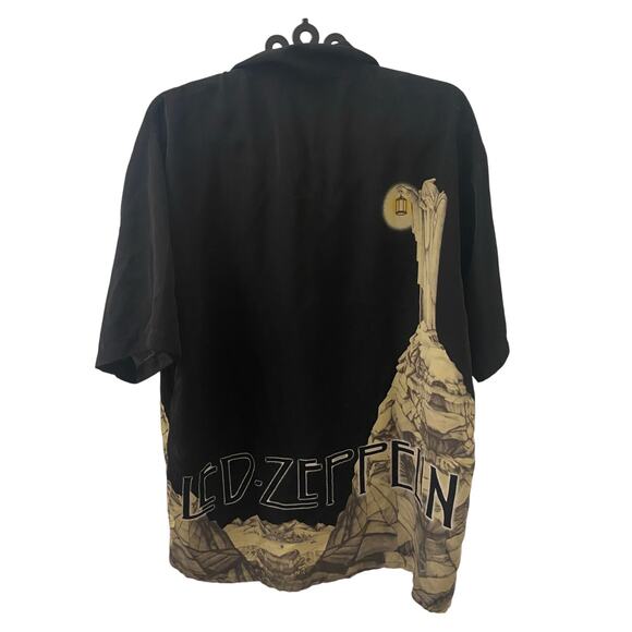 Vintage Led Zeppelin Stairway to Heaven Short Sleeve Button Up Shirt Size Large - Picture 2 of 6